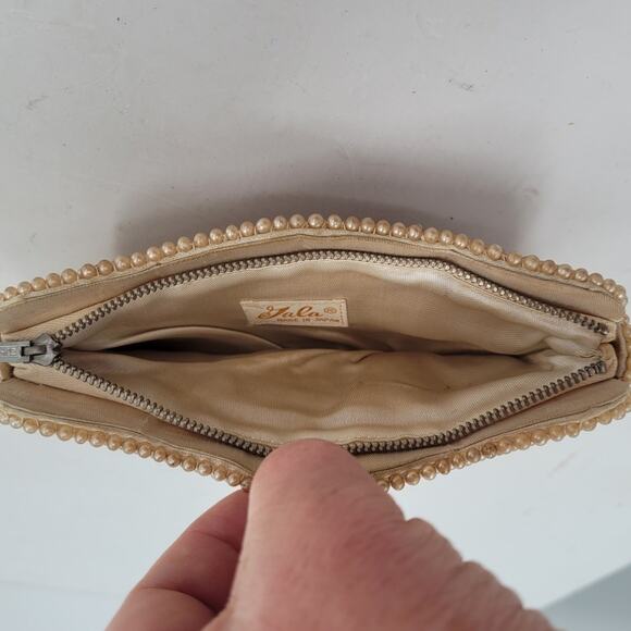 Gala Vintage 50s Faux Pearl Beaded Coquette Evening Clutch Bag Handbag - Picture 10 of 11